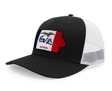 Iowa Flag Hat – Adjustable Snapback Trucker Baseball Cap (Black White)