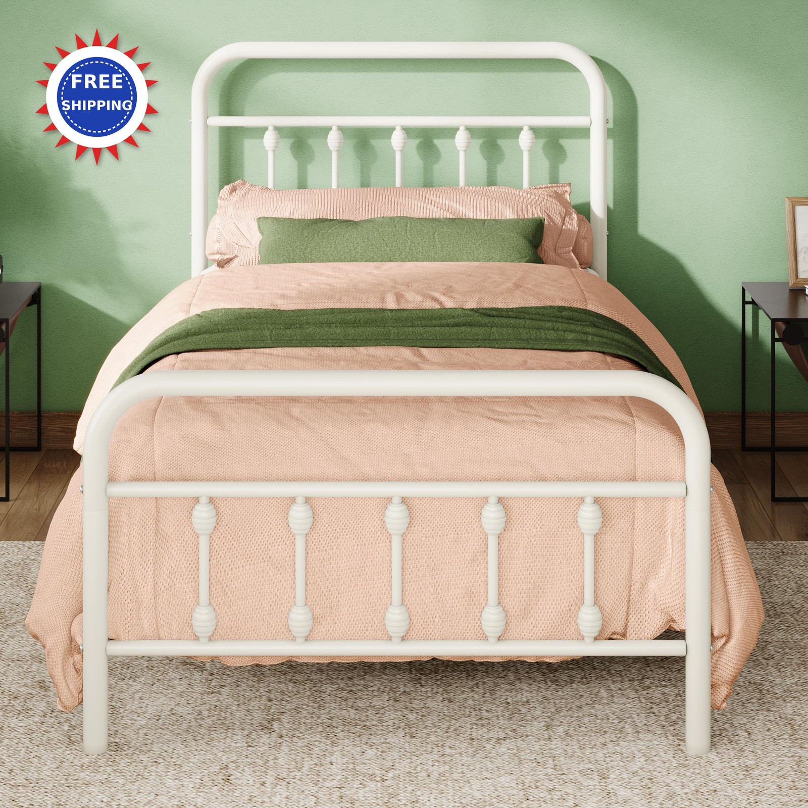 With Victorian Style Iron Art Headboard Allewie