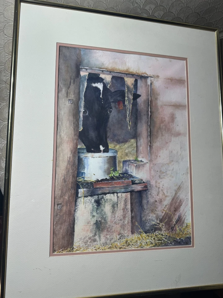 Pintura Acuarela Beverly Vidal Schwartz "Belle Of The Barn" - Firmada/Enmarcada Foto 2 de 4