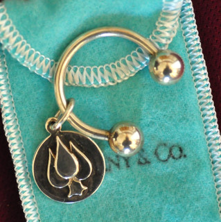 Tiffany & Co. 925 Sterling Silver Key Holder – Screw‑Ball Design w/ Flame Charm