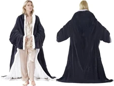 Wearable Heated Blankets, Electric Snuggle Blanket with Foot Pockets, Sleeves, H