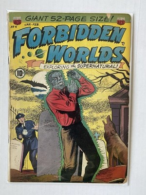 Forbidden Worlds #4 1952 WOLFMAN KEN BALD COVER GGA HTF LON CHANEY Werewolf ACG