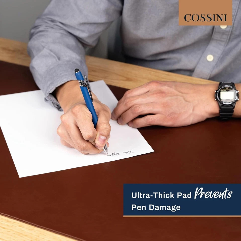 Almohadilla de escritorio XL - Alfombrilla de escritorio grande de cuero vegano (17 x 36) - Escritura suave como la mantequilla... Foto 3 de 4