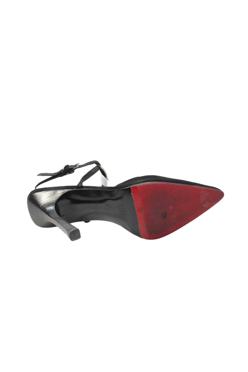Gucci Womens Suede Pointed Toe Slingbacks Pumps Black Size 6 B thumbnail 4