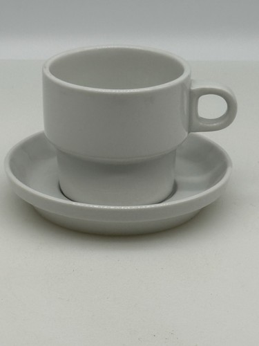 1 - Vintage Thomas Rosenthal 2  3/4 Tall White Coffee Cup & Saucer