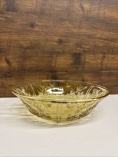 1935 Depression Glass Yellow Amber Sharon Cabbage Rose Serving Bowl 8.5" Vintage