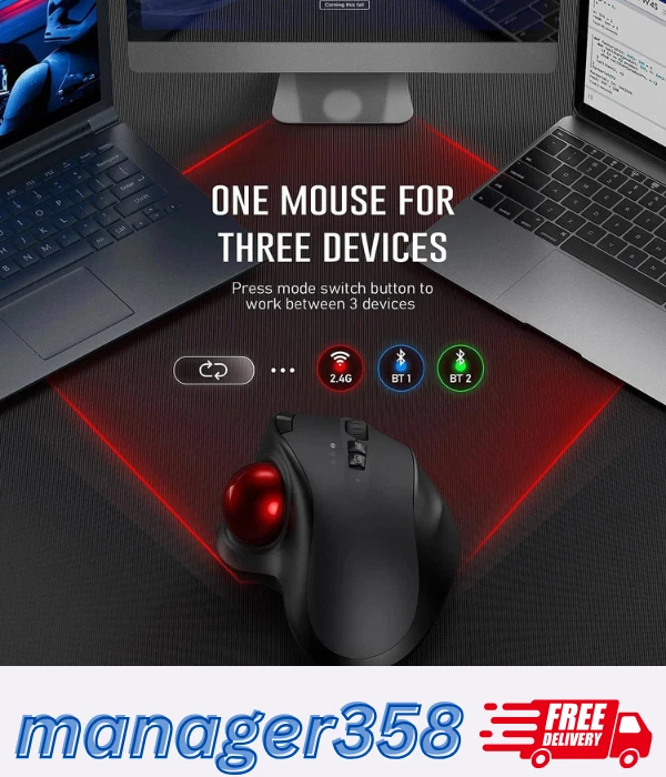 2.4G Mice - Adjustable DPI Trackball Wireless Mouse Pro Rechargeable Bluetooth - Image 4 of 4