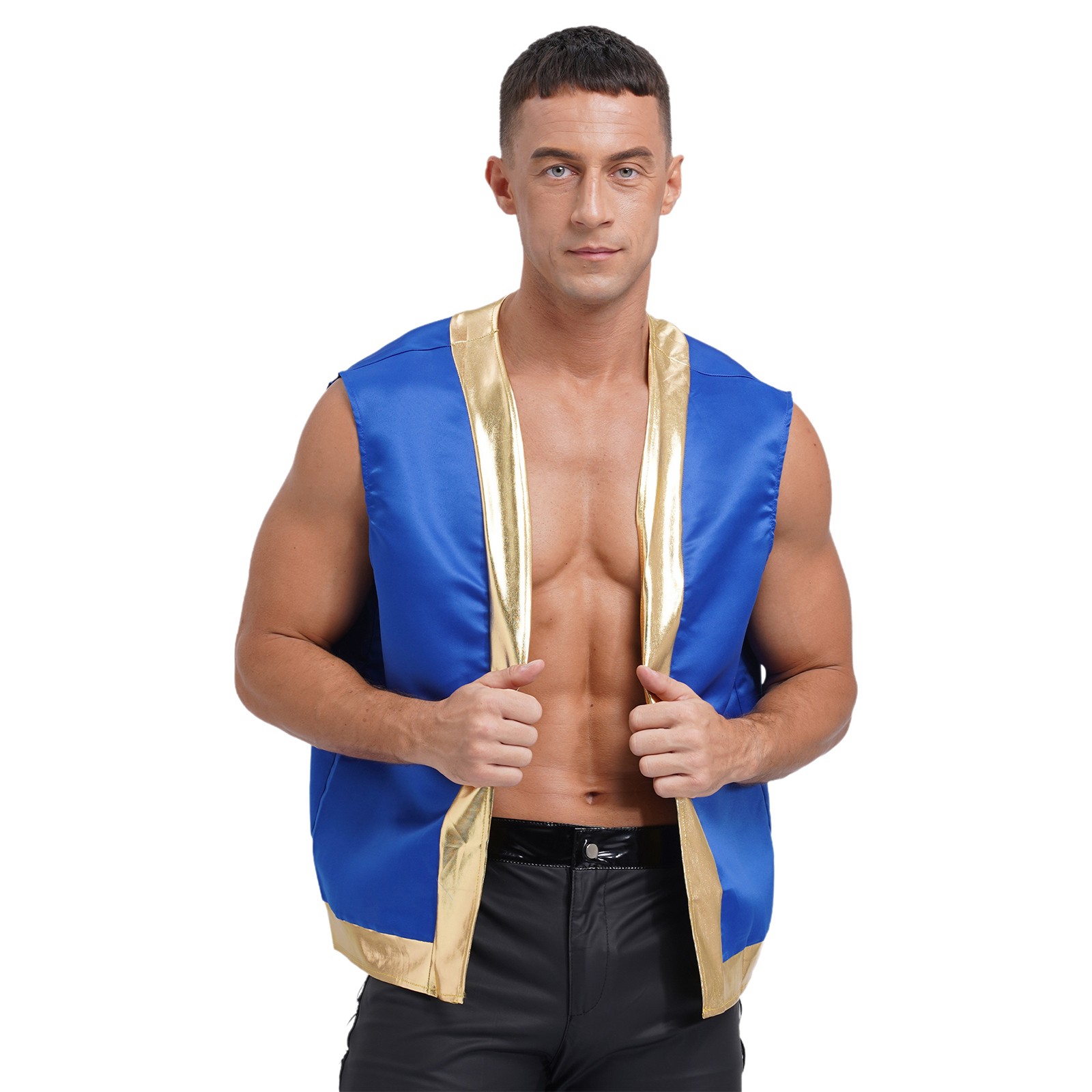 Mens Cardigan Nightclub Vest Sleeveless Top Clubwear Waistcoats Contrast Color 4