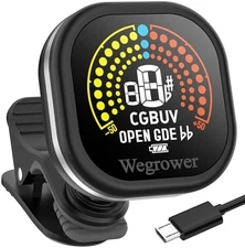 Rechargeable Clip-On Guitar Tuner LCD Display