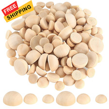 200 Pcs Half Wooden Beads, Unfinished Natural Split Wood Balls,... 