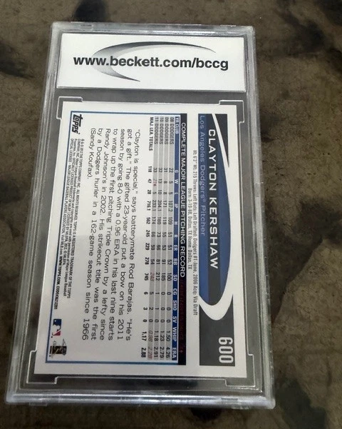 2012 Topps Clayton Kershaw BCCG 10 #600 Dodgers - Image 2 of 2