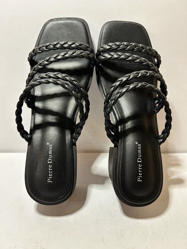 Sandalias Pierre Dumas Verano-1 Para Mujer Negras Correas Trenzadas Talla 8.5M NUEVAS - Imagen 7 de 12