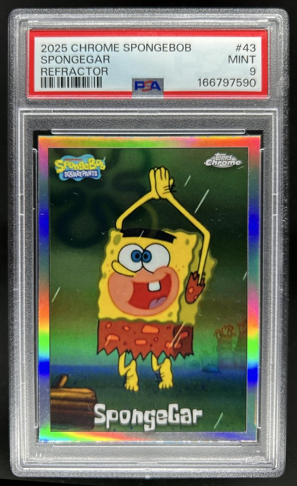 2025 Topps Chrome SpongeBob Squarepants SpongeGar Refractor #43 PSA 9