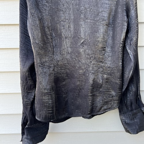 Blusa donna Sere Nade New York nero lucido scintillante con bottoni taglia M - Foto 11 di 18