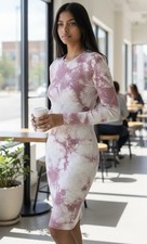 Lulus Mauve Long Sleeve Bodycon Midi Dress Medium