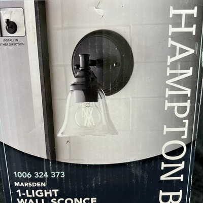 HAMPTON BAY Marsden 1-Light Matte Black Transitional Vanity Light Wall Sconce