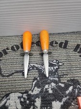 Vtg. Oyster Shucker Knife 5.75" Length 2 1/2" Blade Wood Handle /Lot of 2/0625