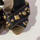 DKNY BLACK LEATHER ANKLE STRAP WEDGE HIGH HEEL PLATFORM SANDALS W/STUDS SZ.8.5 M — photo 6
