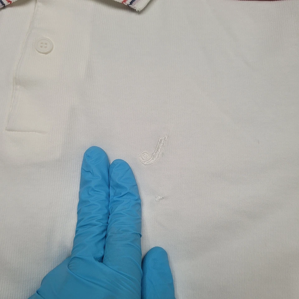 VTG 80s Jantzen Made in USA Polo Shirt Mens Medium Color Block Stripe Knit - Image 3 of 4