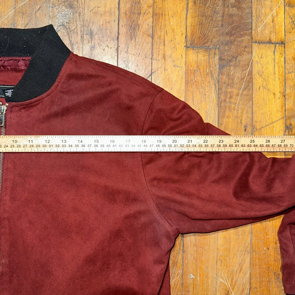 FOREVER 21 Bomber куртка мужская XL темно-бордовый длинным рукавом карман полный молнии комфорт - Изображение 4 из 4