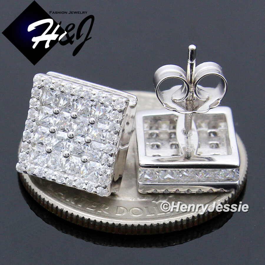 Square 7mm and Baguette Cubic Zirconia Sterling Silver Dangle Earrings Square 7mm and Baguette Cubic Zirconia Sterling Silver Dangle Earrings