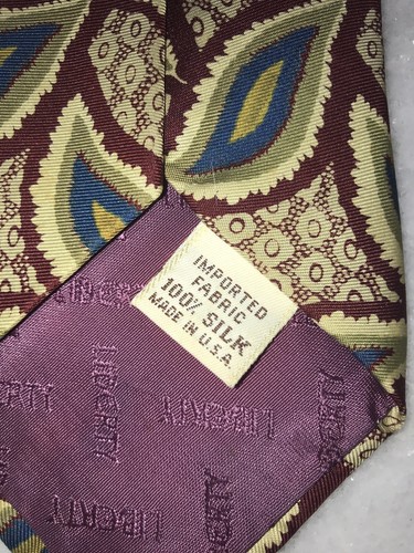 Liberty of London Men's 100% Silk Neck Tie Necktie-Burgundy Blue Pattern - Picture 5 of 5