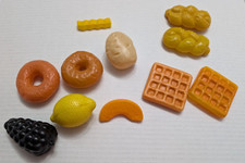 Play Pretend blown plastic food lot 11 waffles fruit bagels fry unbranded