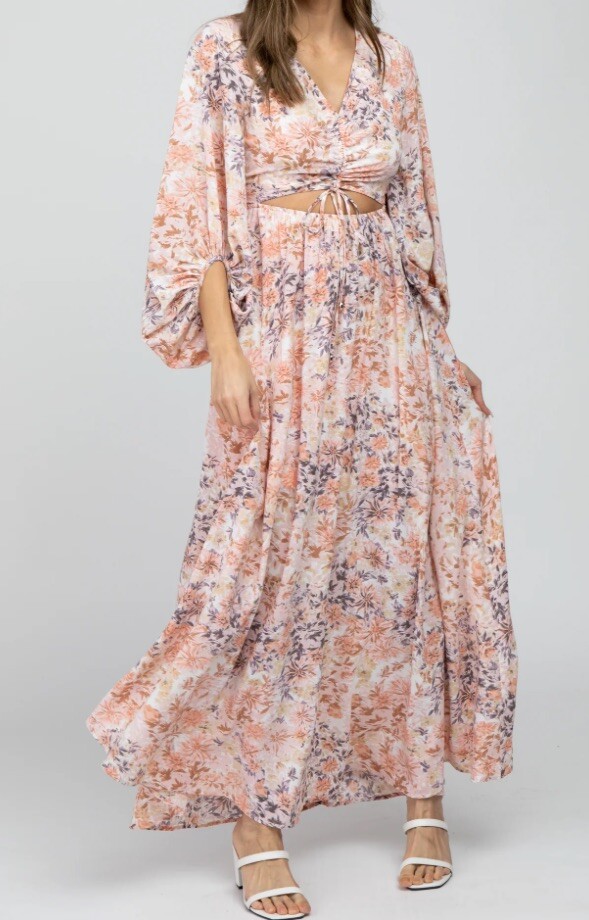 bohemian peach dress Floral Front Peasant Boho Cutout Maxi Dress| Sz Large | NWT| ENTRO BUCKLE COLOR:Gold Sheen Easy to wear SubCat:Bodycon-Dress Pop Base's video on
