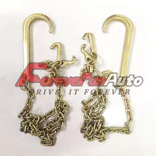 2X 5/16" x 6' Long Shank 15" J Hook Tow Chain w/ RTJ Cluster & Grab Hook