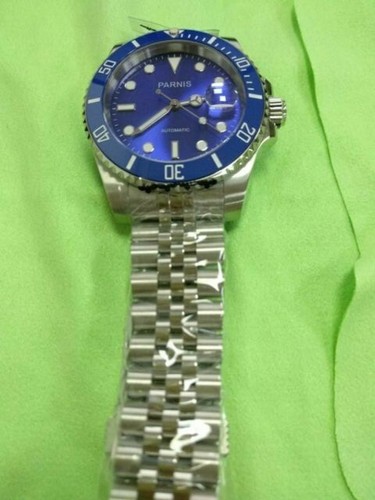 40mm Parnis Sapphire Miyota Automatic Movement Men Watch Blue Dial Luminous Mark - Picture 2 of 12