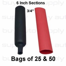 3/4" 3:1 Adhesive Lined Dual Wall Heat Shrink Tubing Black  Red - 6" Sections