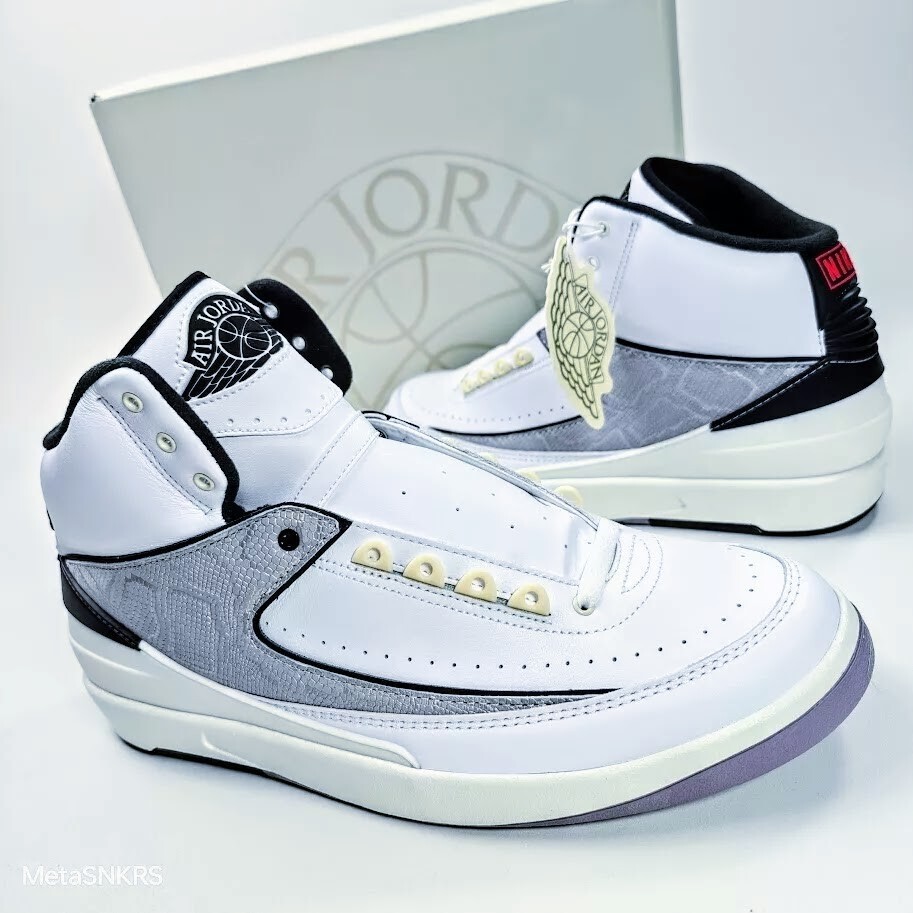 Air Jordan US 12.5 Men's White Black Red Python Nike Retro 2 Air Jordan US 12.5 Men's White Black Red Python Nike Retro 2