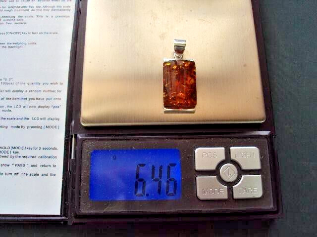 Rectangular Pendant with Amber - Unique Handcraft… - image 5