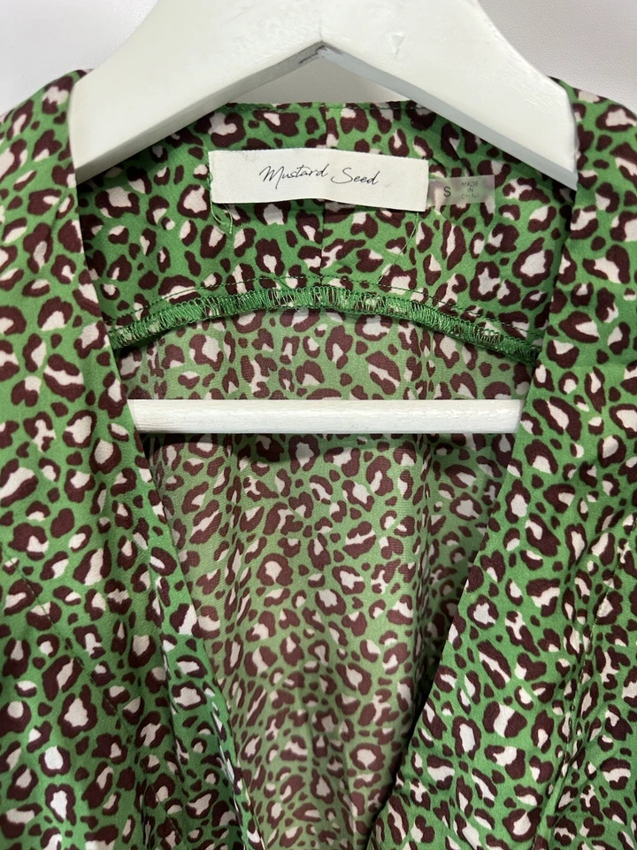 Blusa Top Boho Verde Semilla Mostaza Manga Kimono S Foto 2 de 4