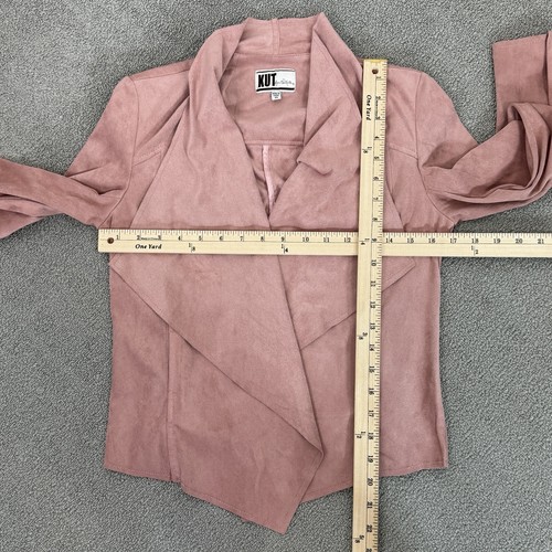 Kut from the Kloth Jacket Women XS Rose Pink Tayanita Faux Suede Open Waterfall - Picture 13 of 14