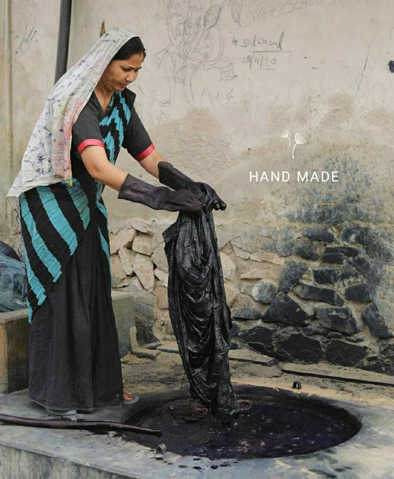 5 Yard Hand Block Print Handmade Cotton Indian Natural Sanganeri Print Fabric - Image 2 of 4