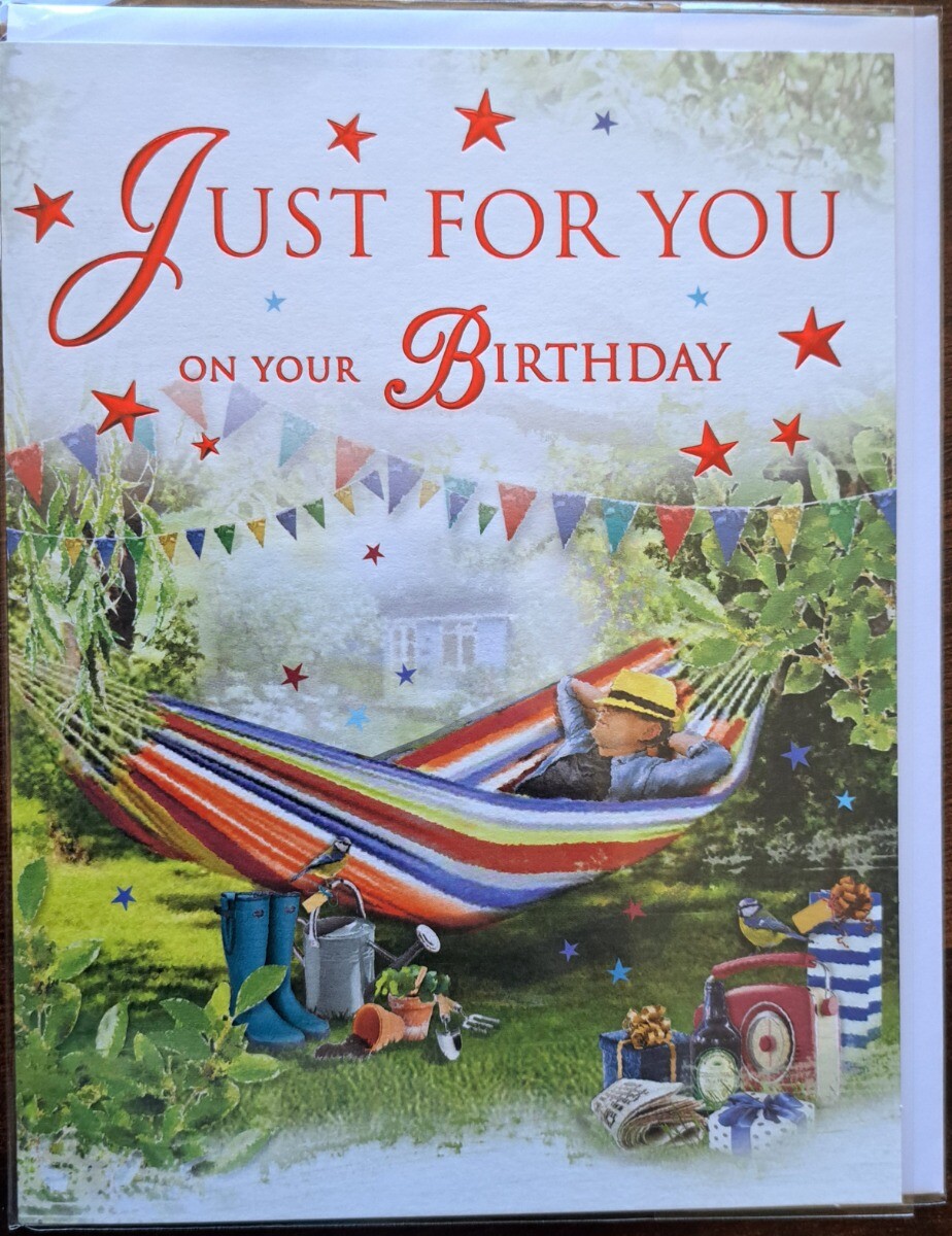 Male Just For You On Your Birthday Card. 19x13cm (8x6 Inches)