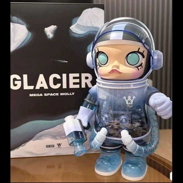 POPMART MEGA SPACE MOLLY Glacier400％ POP MART MEGA Collection 400% SPACE MOLLY GLACIER NEW blue