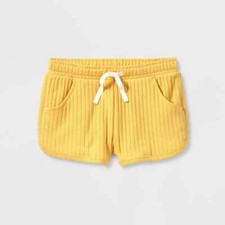 Cat  Jack Girls Shorts Drawstring Pockets Rib Light Mustard Size XL 14/16 New