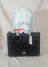 NWT Coach Maggie Large Tote Bag In Signature Leather CY672 Black Packed $598