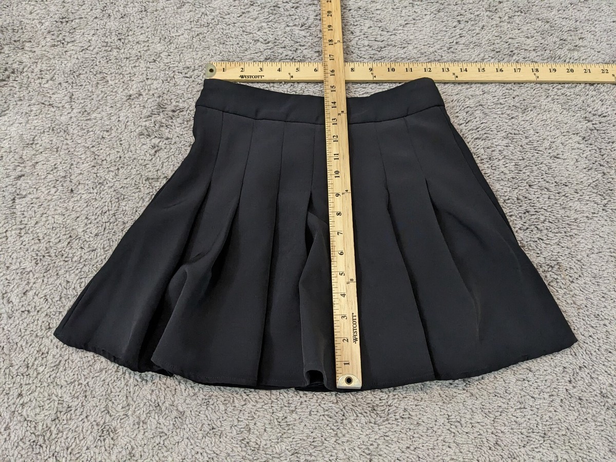 Shein Pleated Skater Skirt Women's XS Petite Mini Lined Black