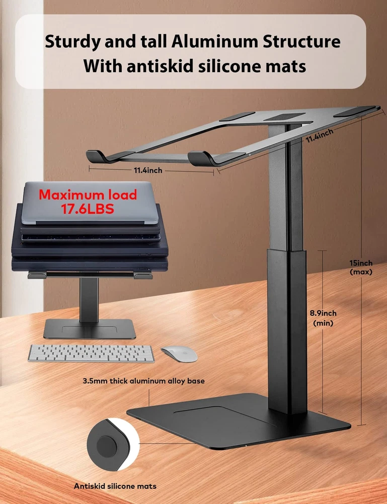 Laptop Stand for Desk, Ergonomic Sitting and Standing Laptop Riser for Notebo...