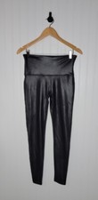 Spanx Faux Leather Leggings Women's Size Large Black 27" Inseam