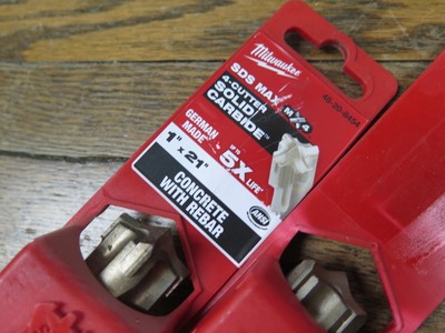 2 Milwaukee 48-20-8454 SDS Max 4-Cutter Carbide Tip  1'' x 21'' Concrete