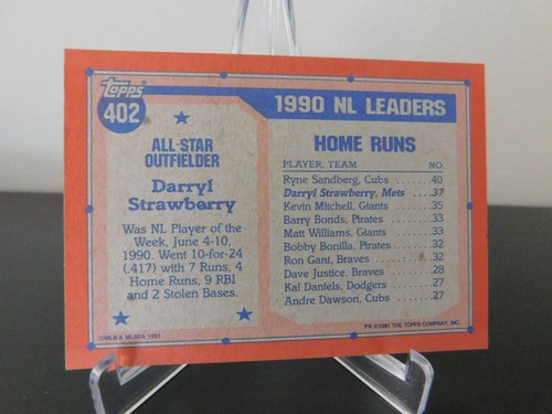 1991 Topps 40 Years Of Baseball All Star Darryl Strawberry All Star 
