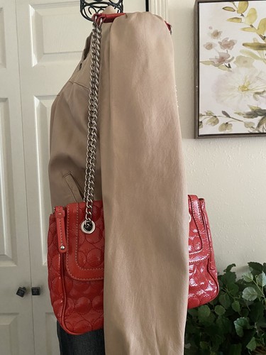 Nine West Peach Patent Leather Quilted Flap Chain Strap Crossbody&Shoulder Bag - Picture 4 of 12