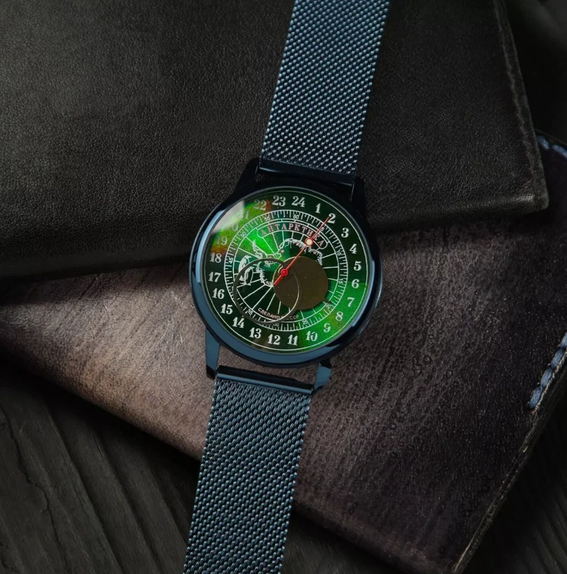 Relógio vintage foguetes 24h mecânico Antártida hora lua ponteiros pulso soviético raro - Imagem 3 de 4