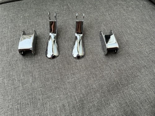 Jaguar XK140 XK150 Rear Hood Chrome Clamps Brackets levers parts rechromed