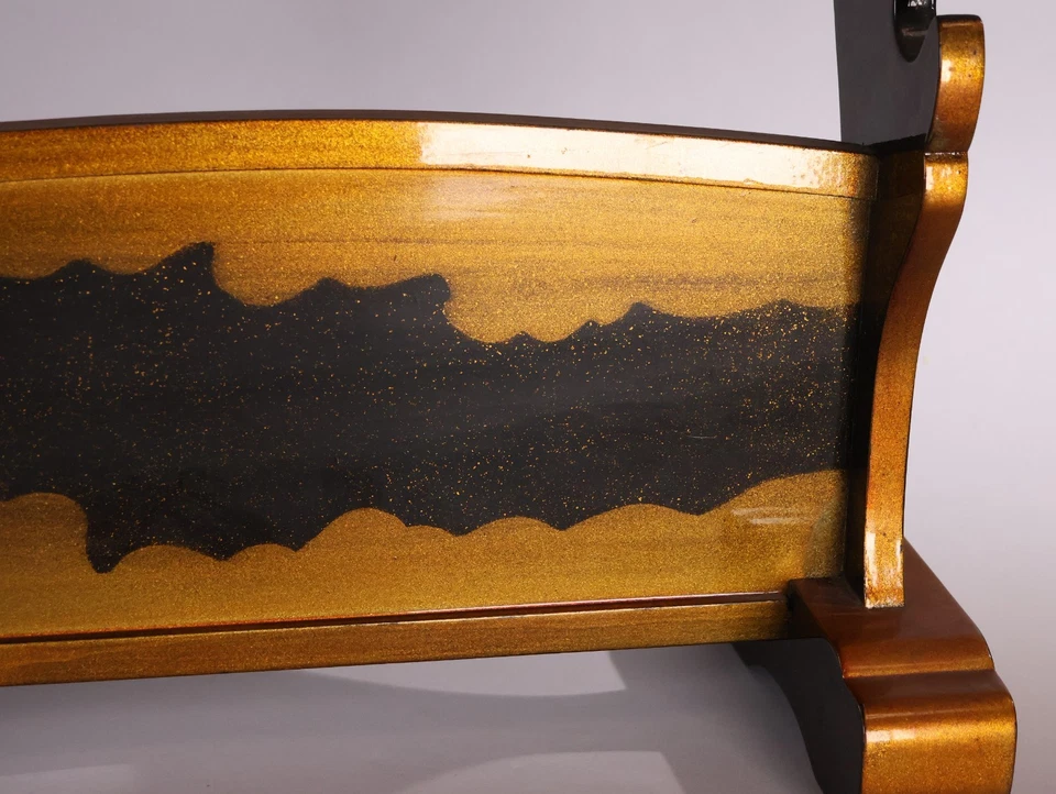 Japanese Lacquer Samurai Sword Rack Stand Three Tier Pearskin Makie KATANA-KAKE - Image 4 of 4