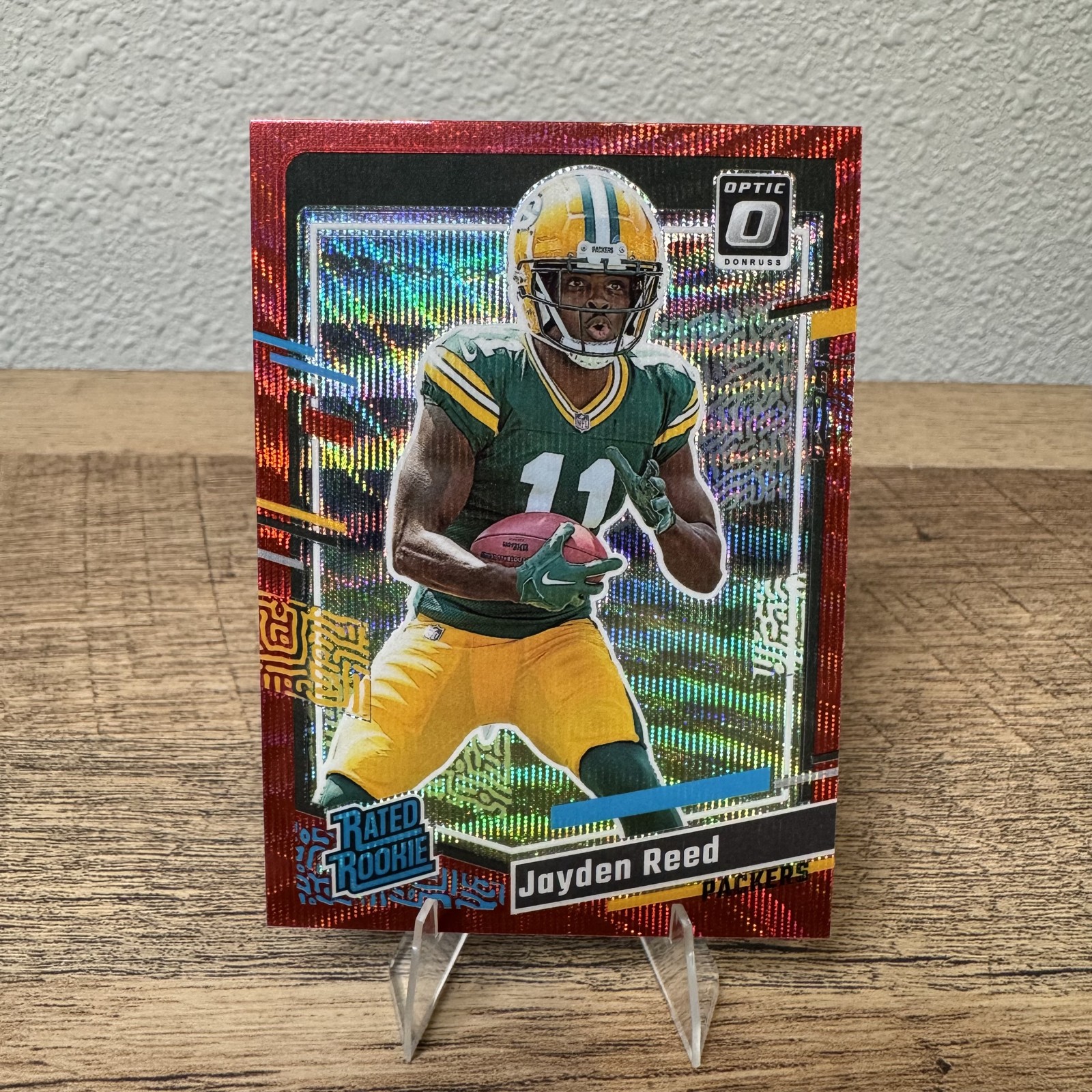 2023 Panini Donruss - Rated Rookie Jayden Reed #334 Optic Preview Red Wave Prizm